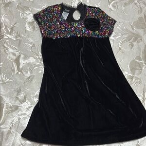 Holiday Editions Black and Multicolor Sequin Kids Formal Dress